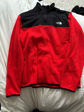 The North Face Red and Black Half-Zip Fleece Pullover